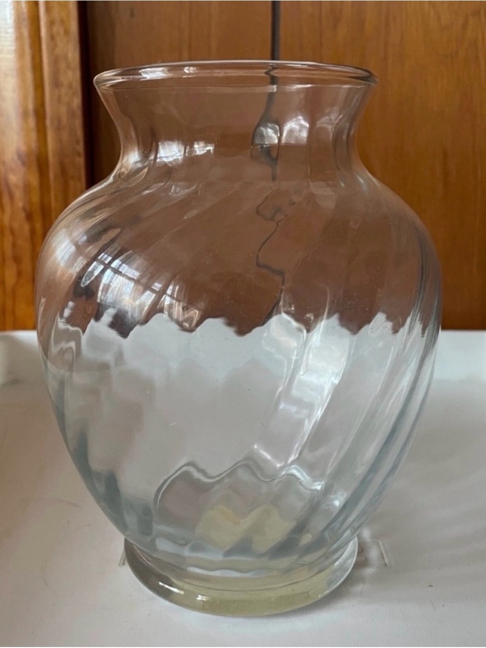 Clear Swirled Glass Vase